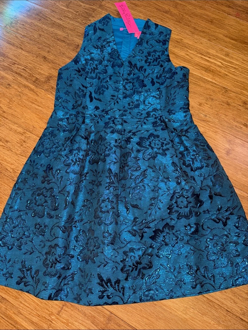 Lilly Pulitzer girls mini tanlee dress in teal bay blooming brocade size 12 NWT